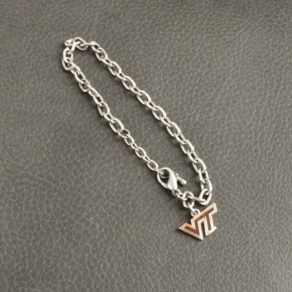 Silver bracelet with Virginia Tech charm